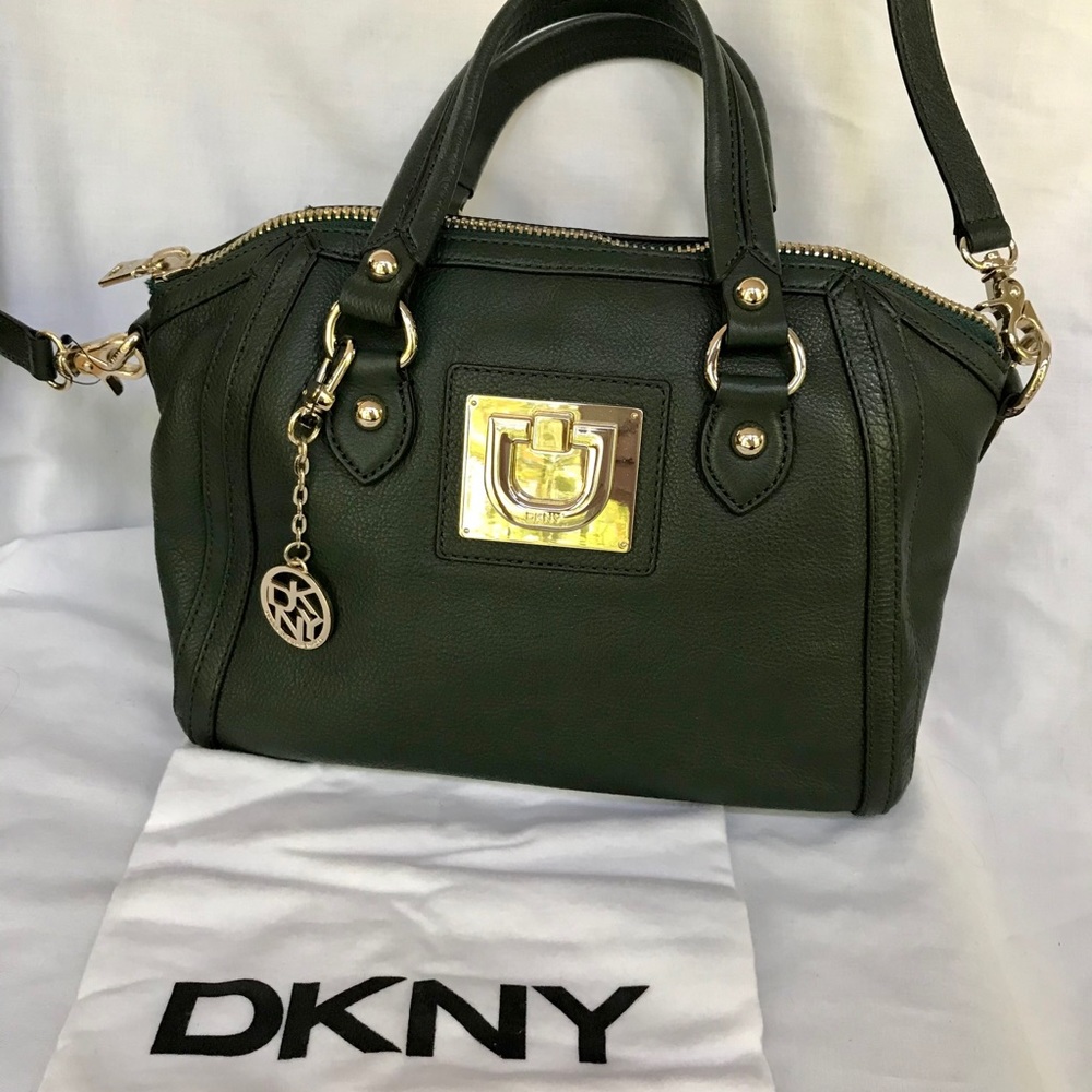 DKNY green leather handbag